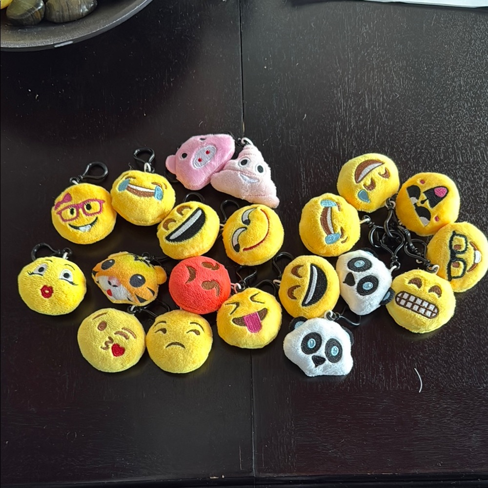 Emoji Keychain Set - Yellow and Multicolor 20 total
